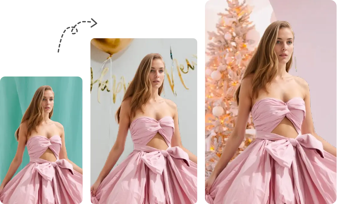 AI generates multiple styles or festive backgrounds