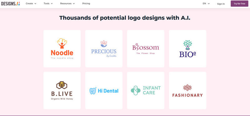 Designs.AI logo generator free