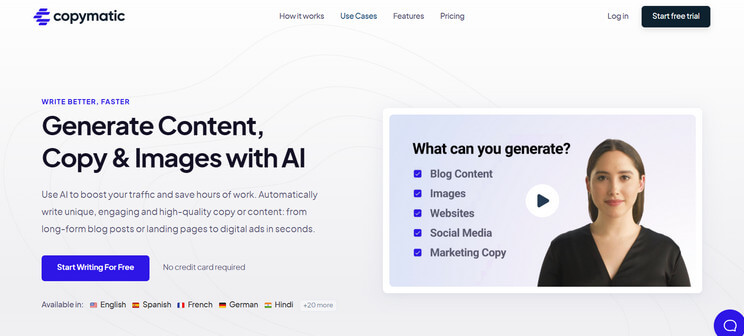 Generate Content,Copy & Images with AI