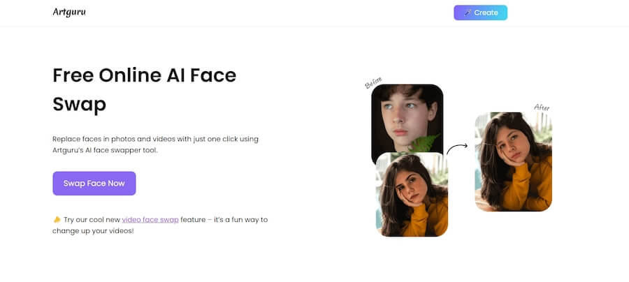 Artguru Face Intercambio de caras con IA en línea