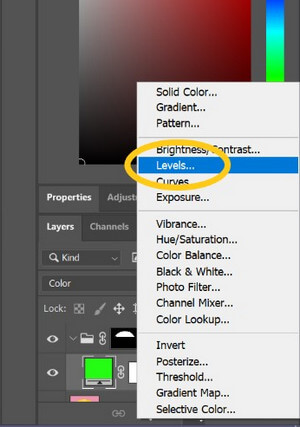 click on the “Levels” feature in photoshop