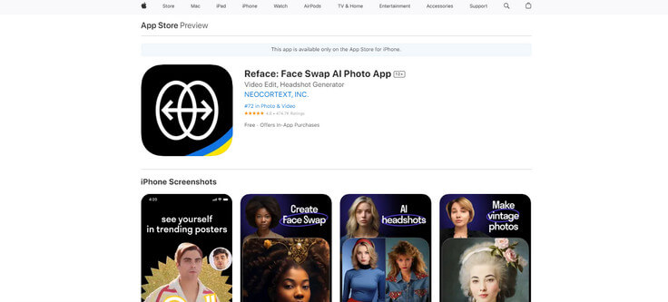 Apple Reface Face Swap