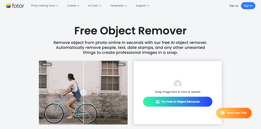 Fotor Free Object Remover