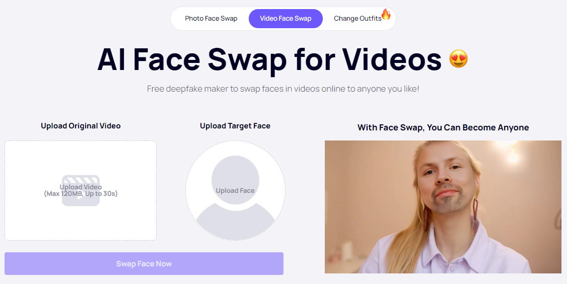 Vídeo on-line de troca de rosto do iFoto AI