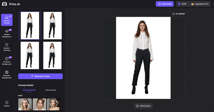 Generate and download AI fashion models
