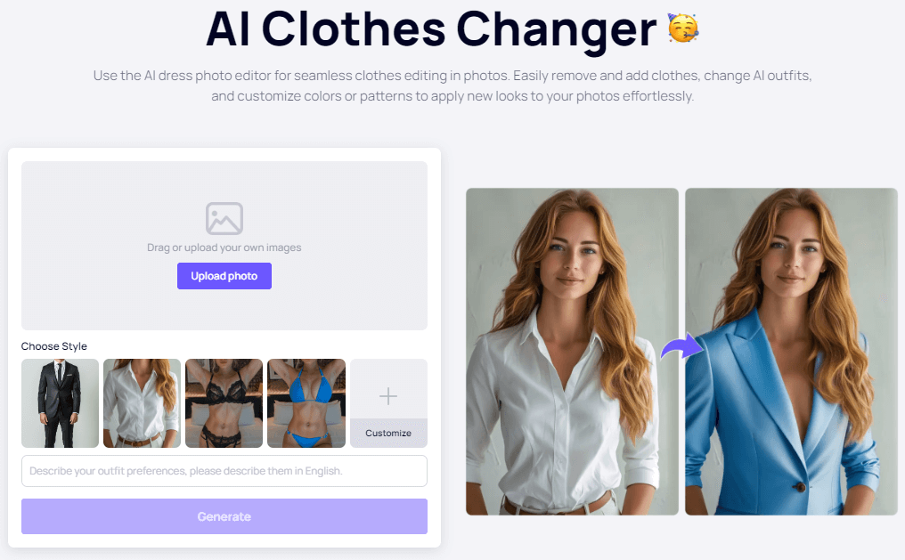 Generador de vestimenta iFoto AI