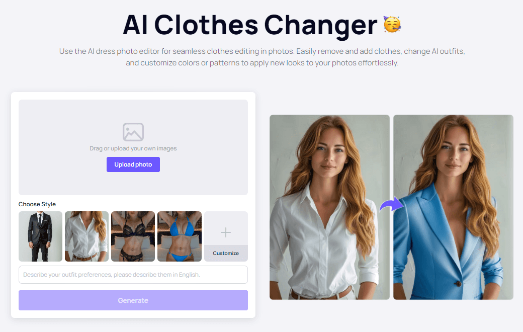 Generador de fotos de vestimenta iFoto AI
