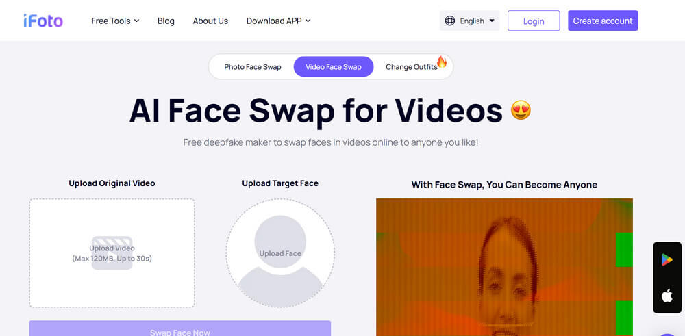 Abra la herramienta de intercambio de caras de vídeo iFoto