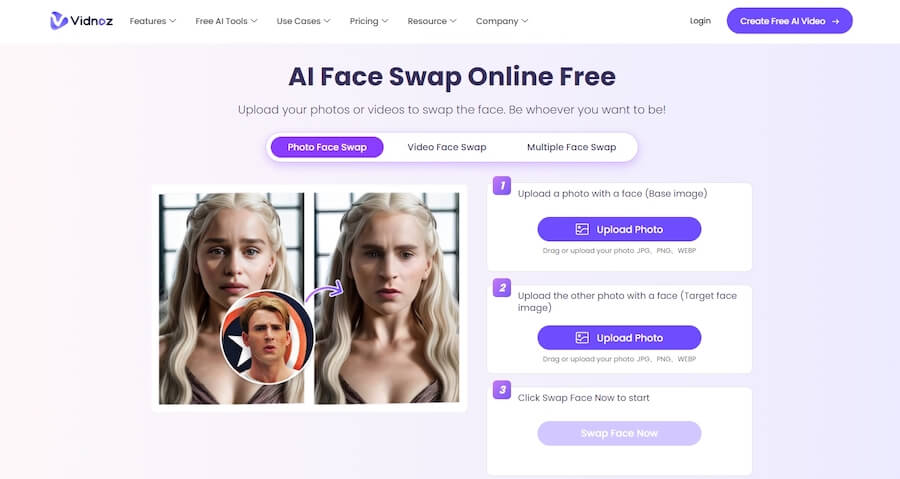 Vidnoz AI Face Swap Online